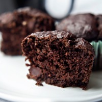 Double chocolate flaxseed muffin