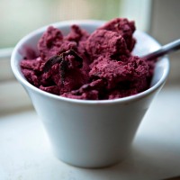 Black raspberry chocolate chip ice cream - no eggs
